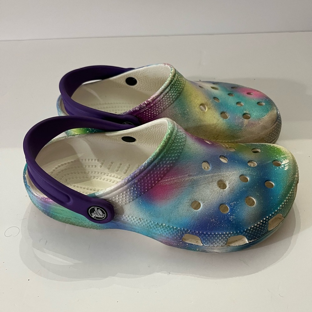 Crocs, rainbow, tie-dye, youth size 3